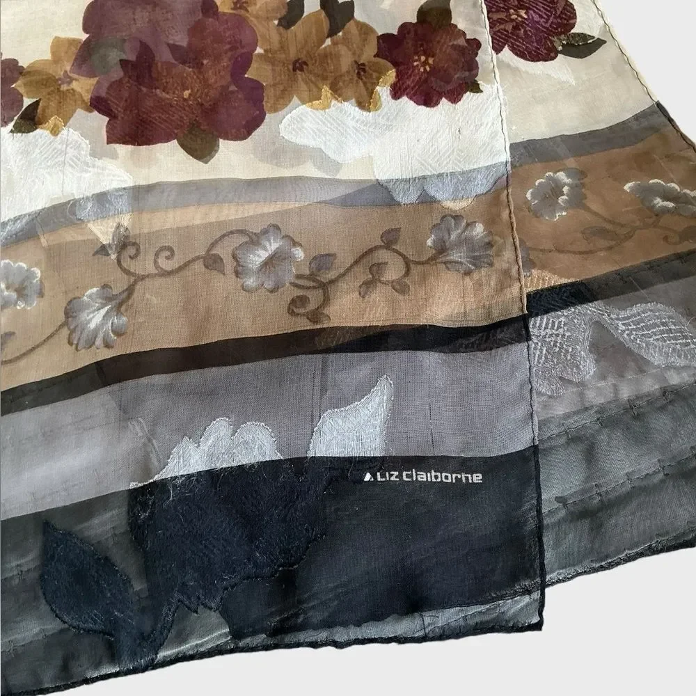 Vintage Liz Claiborne Floral Scarf | Elegant Sheer Wrap